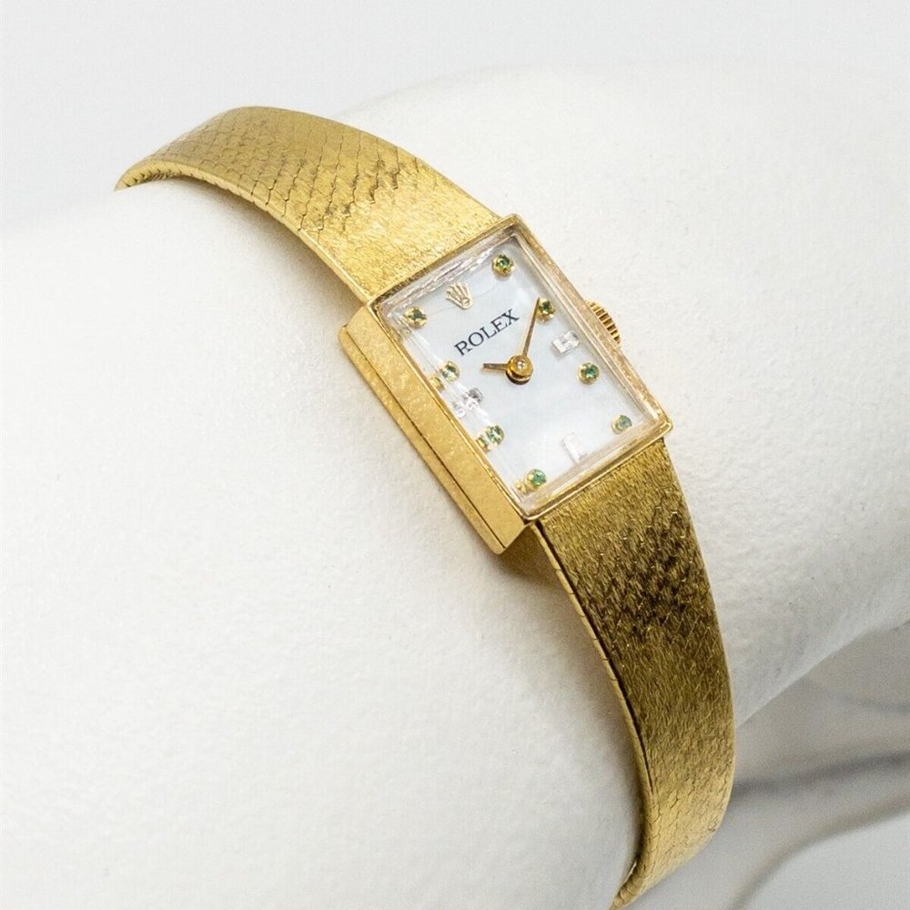 RARE! Rolex Emerald Diamond 14k Ladies Watch